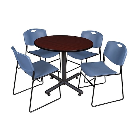 Kobe Kobe Round Table & Chair Set, Wood, Metal, Polypropylene Top TKB36RNDMH44BE